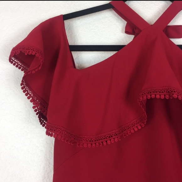 Shoshanna Red Laight Cold Shoulder Dress- GORG!! - Picture 6 of 16